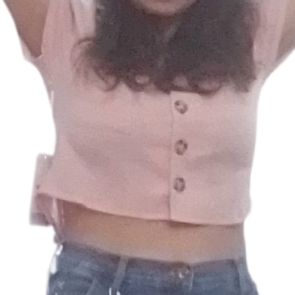 Ci Sono Mauve Crop Button Down Shirt - Picture 4 of 11